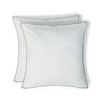 Taie d'oreiller (x2) percale de coton blanc / denim ZOÉ - 50x70 - febronie.com