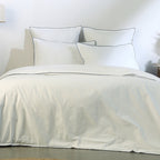 Pillowcase (x2) white cotton percale / denim ZOÉ