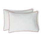 Taie d'oreiller (x2) percale de coton blanc / rouge ZOÉ - 50x70 - febronie.com