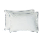 Taie d'oreiller (x2) percale de coton blanc / denim ZOÉ