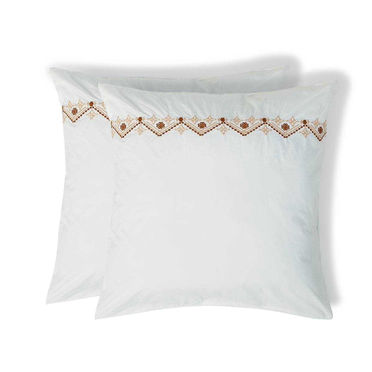 Taie d'oreiller brodée percale de coton blanc NORA