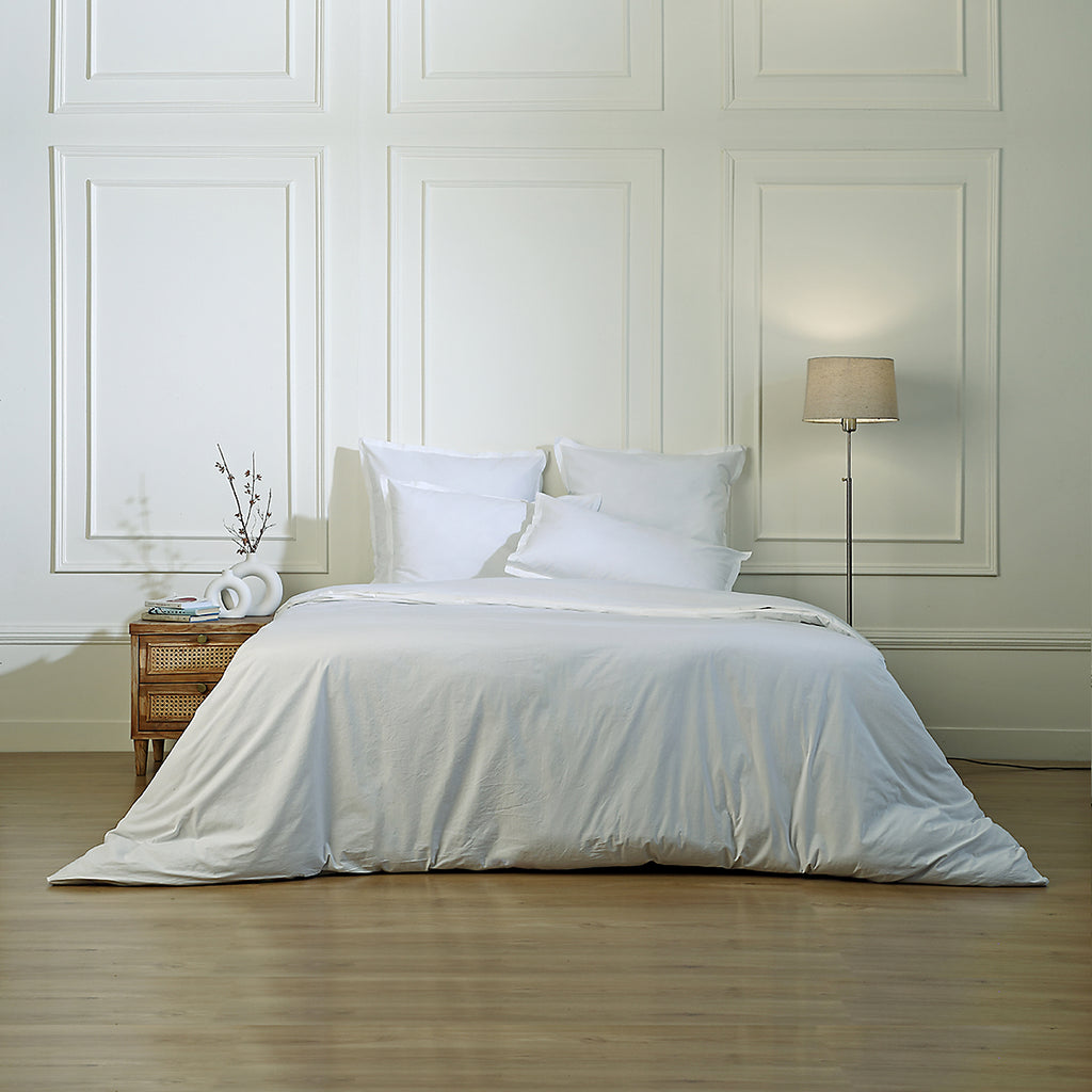 Taie d'oreiller (x2) coton lavé blanc LUNA