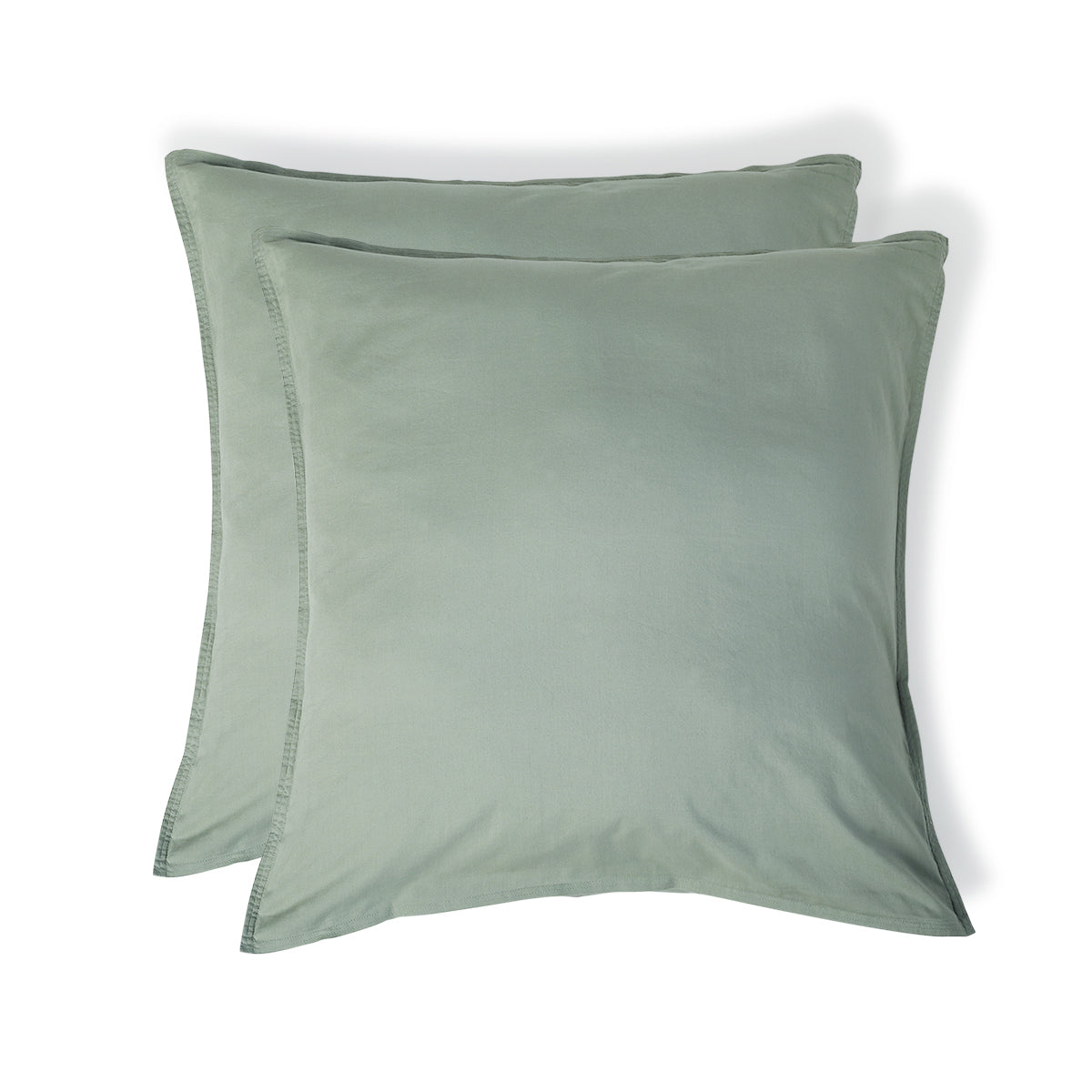 Taie d'oreiller (x2) coton lavé vert céladon LUNA - 50x70 - febronie.com