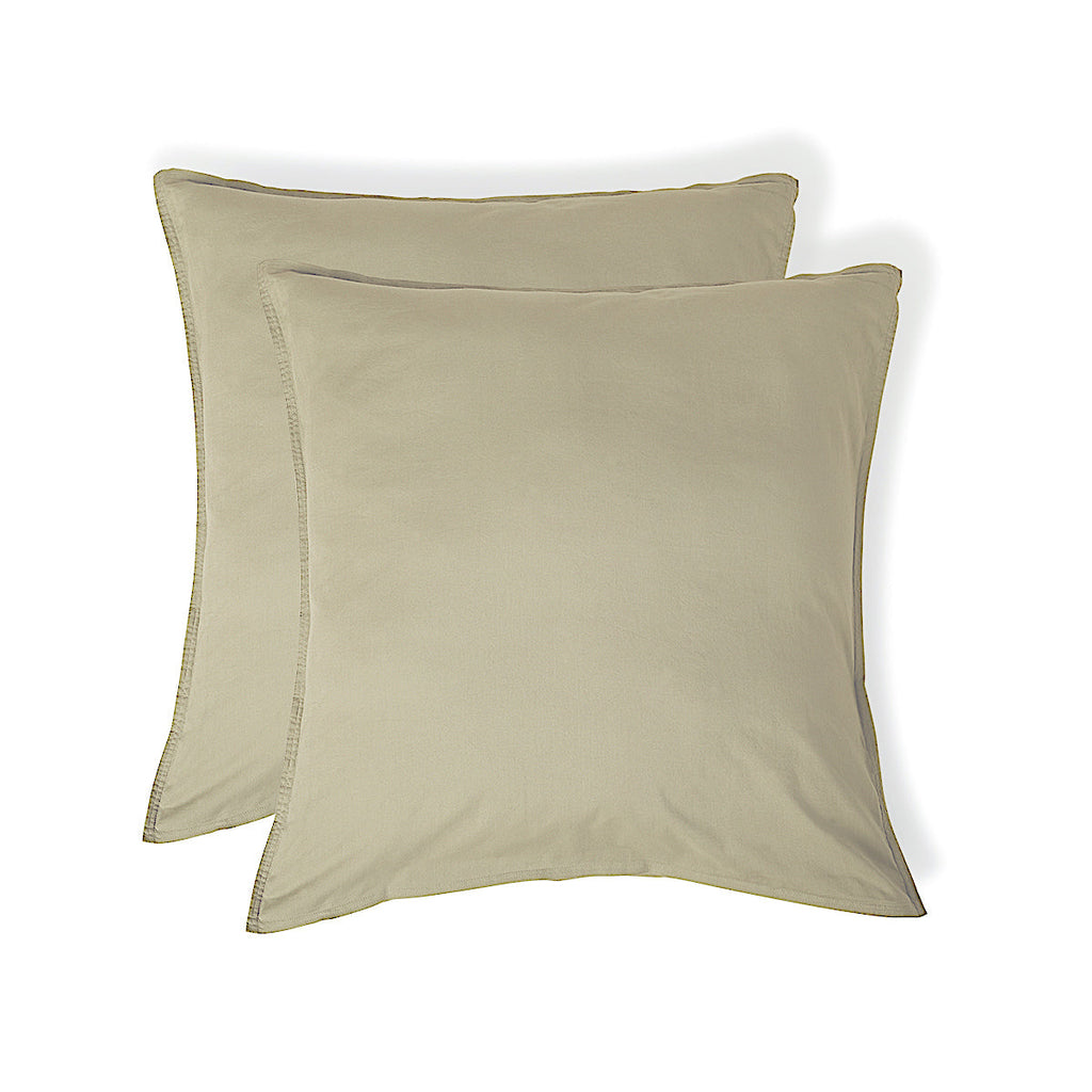 Taie d'oreiller (x2) coton lavé sable LUNA - 50x70 - febronie.com