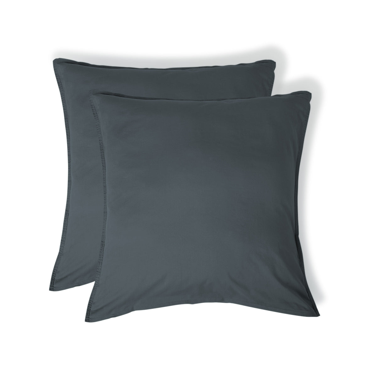 Taie d'oreiller (x2) coton lavé bleu orage LUNA - 50x70 - febronie.com