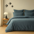 Housse de couette coton lavé bleu orage LUNA - 260x240 - febronie.com