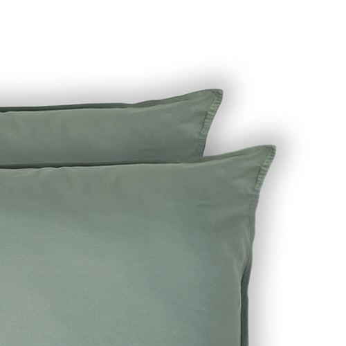 Pillowcase (x2) in washed cotton celadon green LUNA