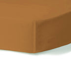 Fitted sheet in cotton percale caramel NINA