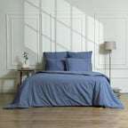 Drap housse percale de coton denim NINA