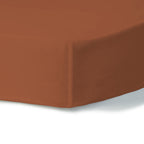 Fitted sheet in cotton percale tuscan red NINA