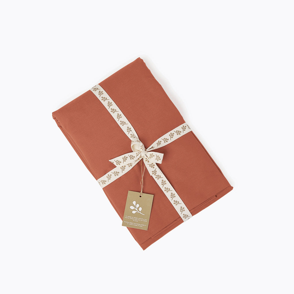 Fitted sheet in cotton percale tuscan red NINA
