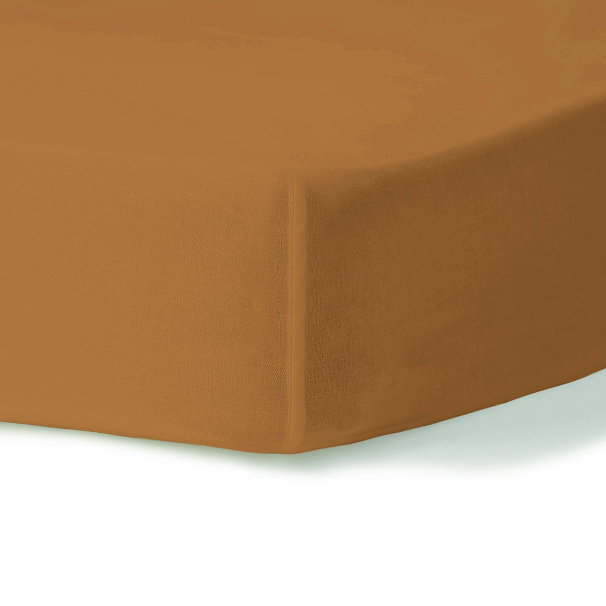 Drap housse percale de coton caramel NINA 180x200x30