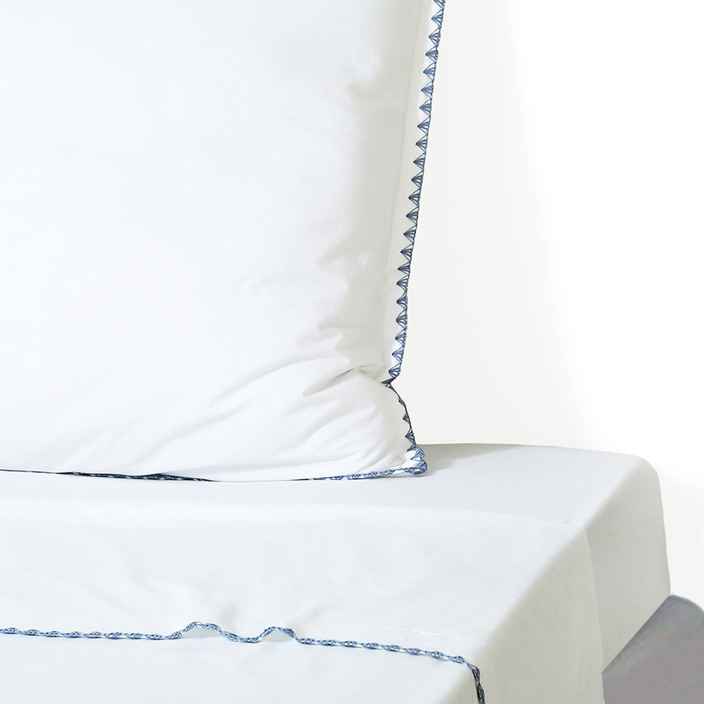 Drap plat percale de coton 240x300 ZOÉ - blanc / rouge toscane - febronie.com