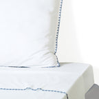 Drap plat percale de coton 240x300 ZOÉ - blanc / rouge toscane - febronie.com