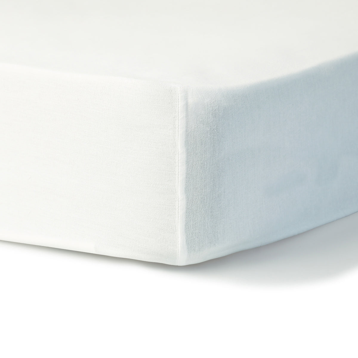 Drap housse coton lavé blanc LUNA - 160x200x30 - febronie.com