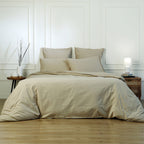 Drap housse coton lavé sable LUNA    febronie.com