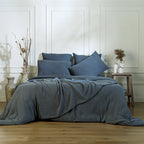 Housse de couette gaze de coton bleu orage CARLA    febronie.com