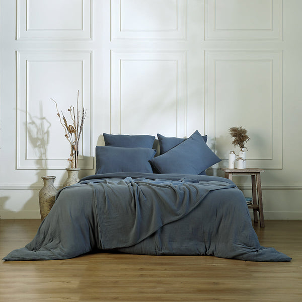 Housse De Couette Twin Bleu Sarcelle 100% Coton - Fermeture Bouton