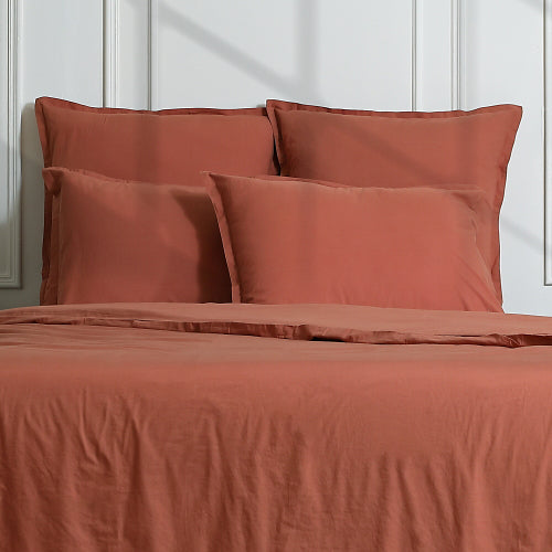 Housse de couette percale de coton rouge toscane NINA