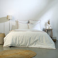 Housse de couette percale de coton blanc / rouge ZOÉ - 260x240 - febronie.com