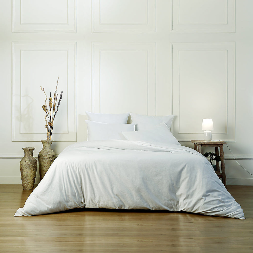 Housse de couette coton lavé blanc LUNA - febronie.com