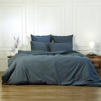 Housse de couette coton lavé bleu orage LUNA    febronie.com