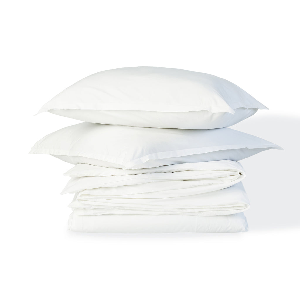 Parure + taies 65x65 percale de coton blanc NINA