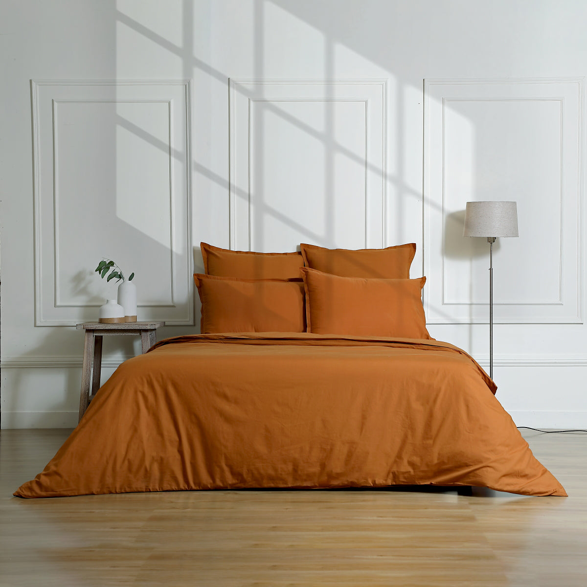 Parure + taies 50x70 percale de coton caramel NINA