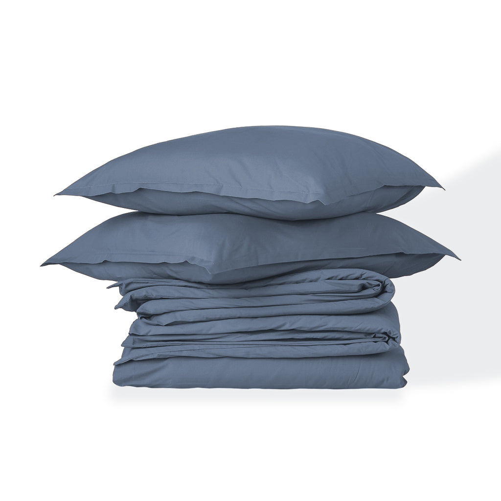 Parure + taies 65x65 percale de coton denim NINA