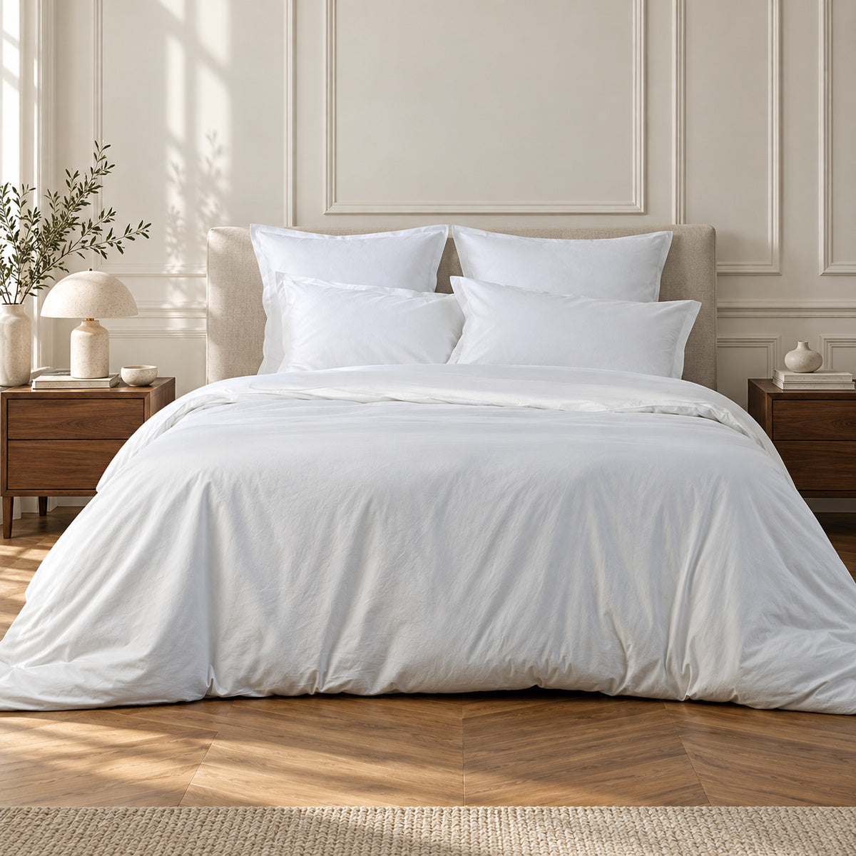 Parure + federe 65x65 cm percalle bianco NINA