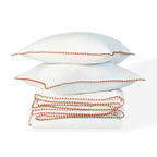 Housse de couette percale de coton blanc / rouge ZOÉ