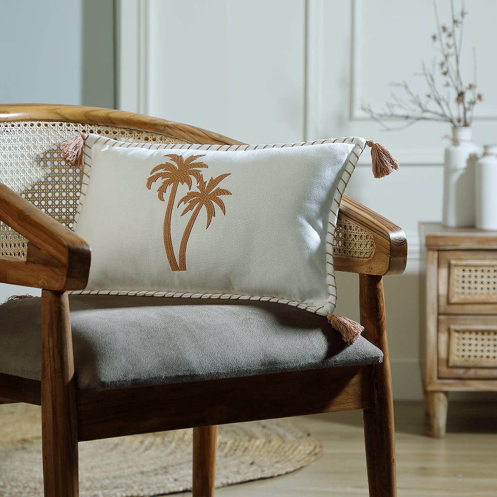 Coussin toile de coton 50x30 OASIS - sable - febronie.com