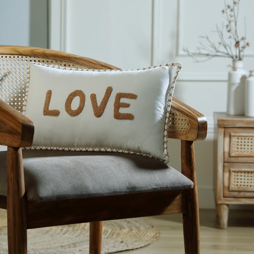 Coussin toile de coton 50x30 XLOVE - sable - febronie.com