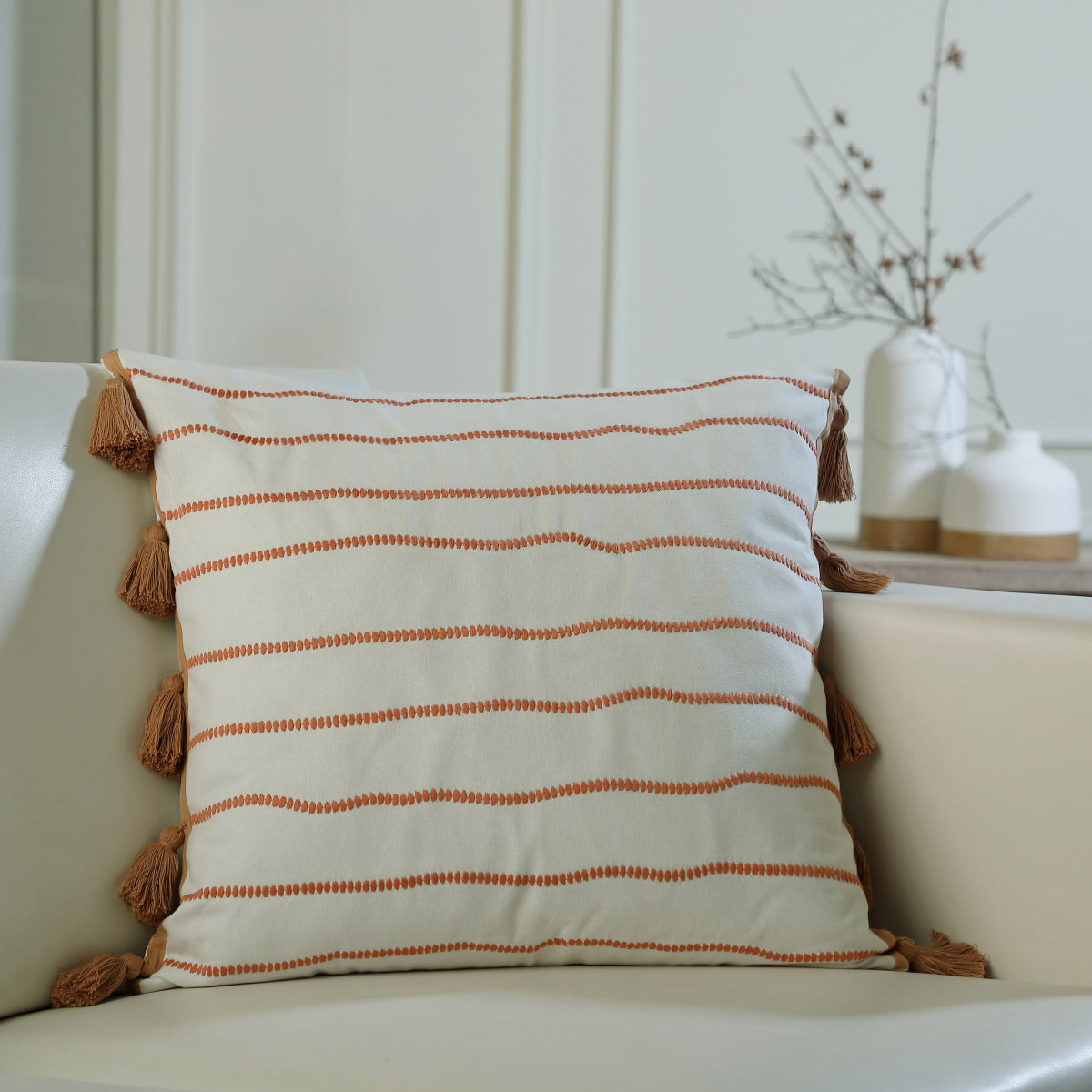 Coussin toile de coton 50x50 BAJA - sable - febronie.com