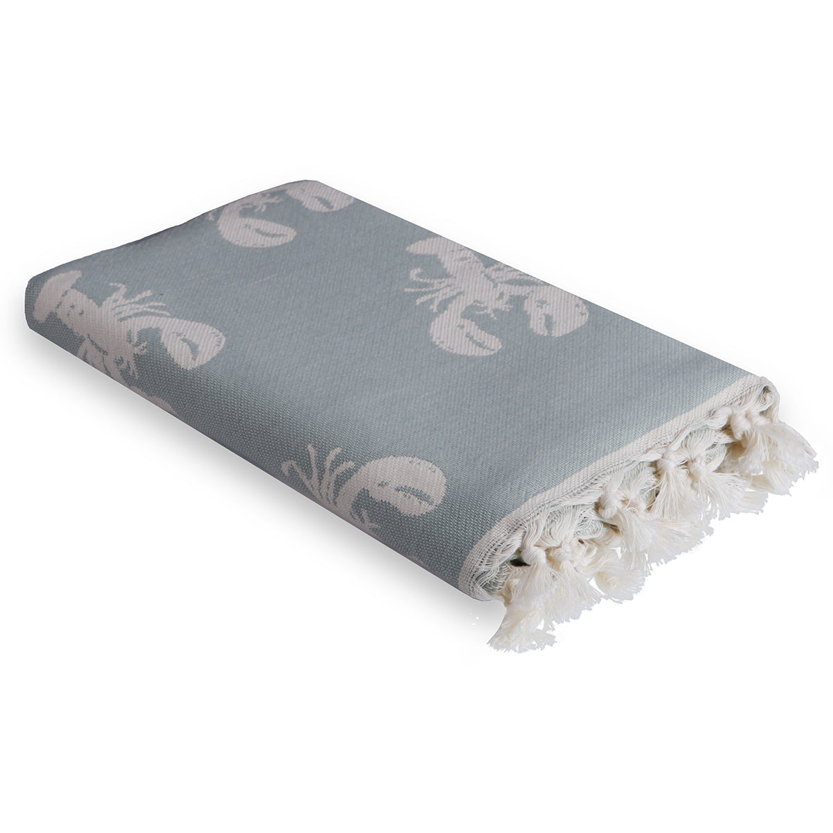 Fouta jacquard coton 100x200 HOMARD - vert d'eau - febronie.com