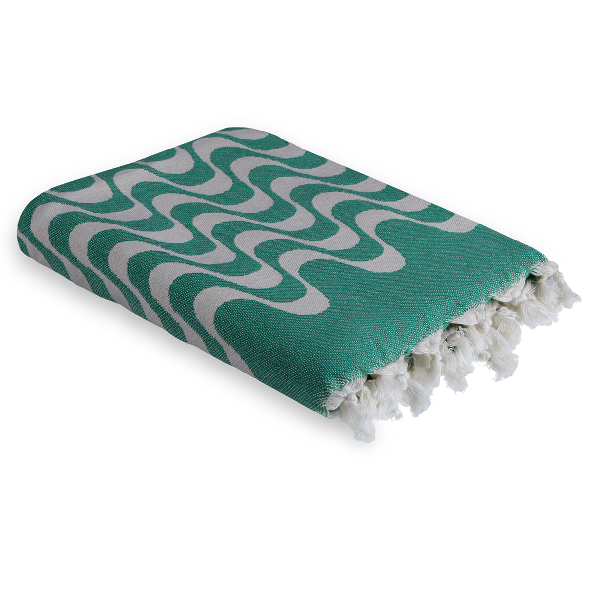 Fouta jacquard coton 100x200 CABANA - vert brésil - febronie.com