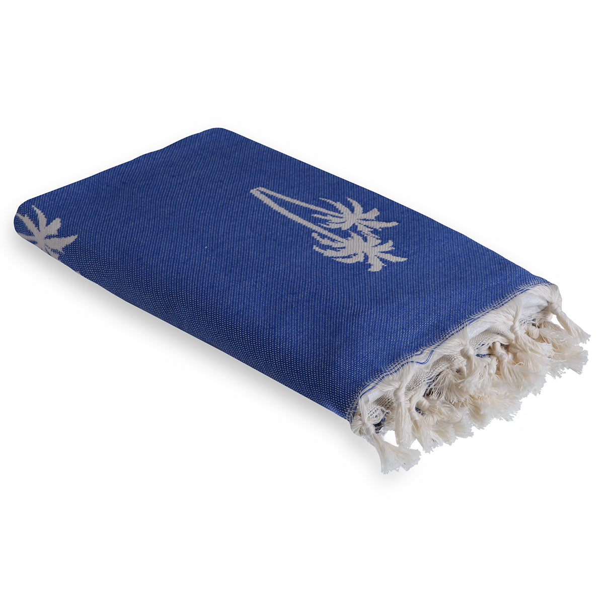 Fouta jacquard coton 100x200 PALMIER - vert d'eau - febronie.com