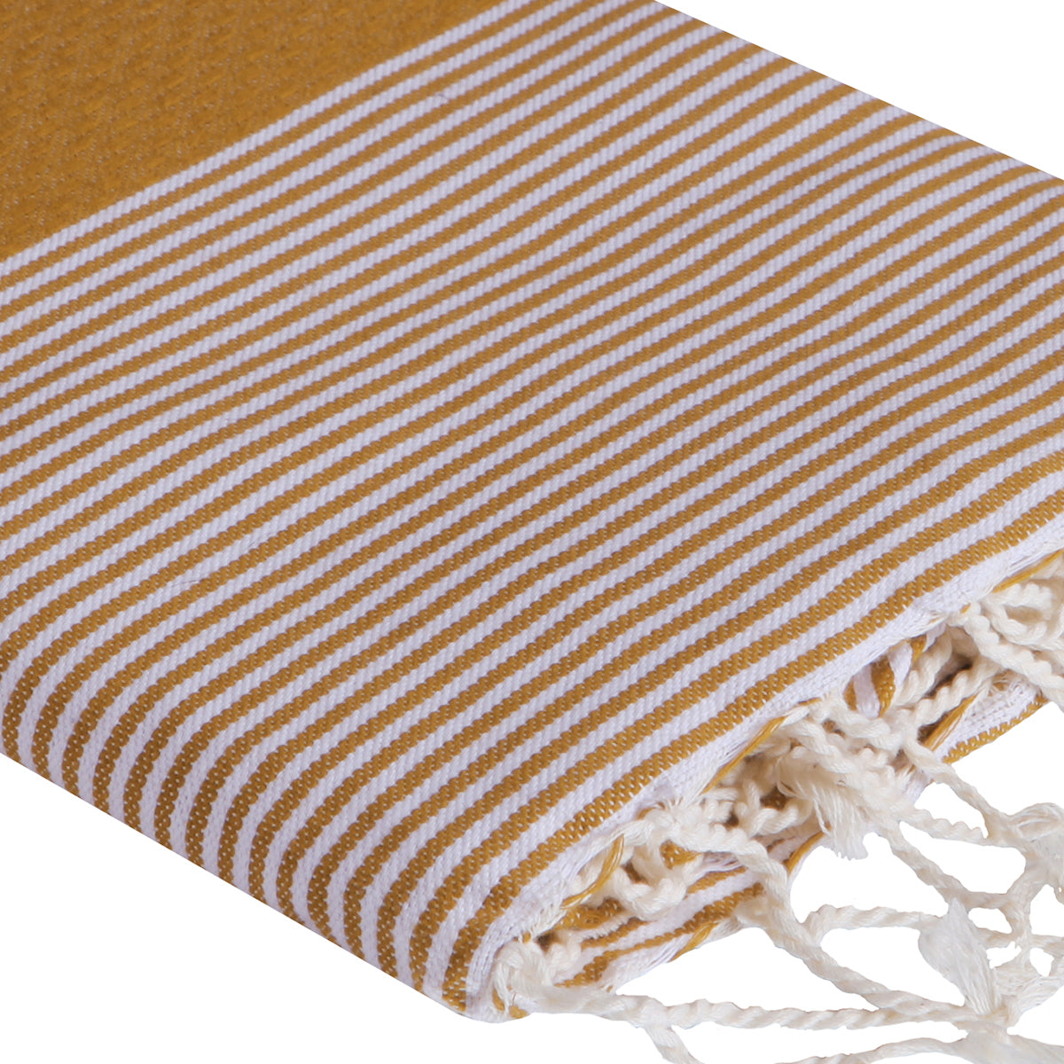 Fouta nid d'abeille coton 100x200 IBIZA Jaune moutarde