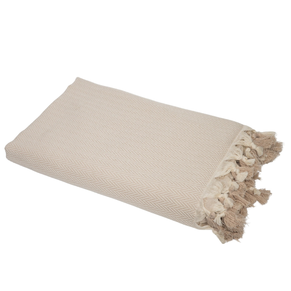 Plaid coton taupe clair MEGEVE - 160x250 - febronie.com