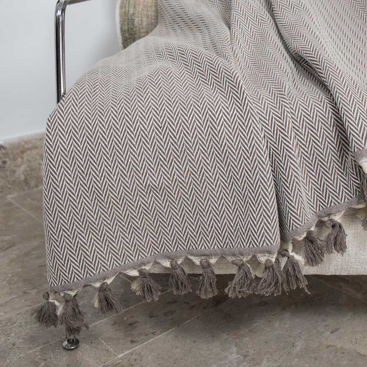 Plaid coton taupe MEGEVE