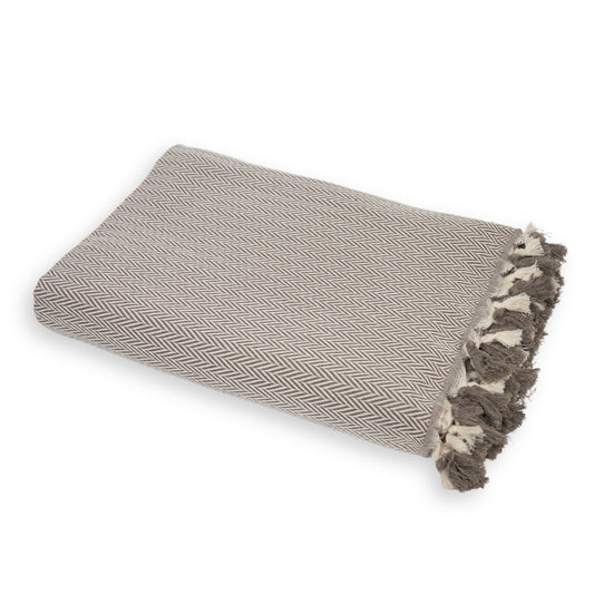 Plaid coton taupe MEGEVE - febronie.com