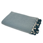 Plaid coton bleu pétrole MEGEVE 160x250