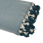 Plaid coton bleu pétrole MEGEVE 160x250