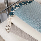 Plaid coton bleu pétrole MEGEVE 160x250