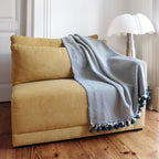 Plaid coton bleu pétrole MEGEVE 160x250