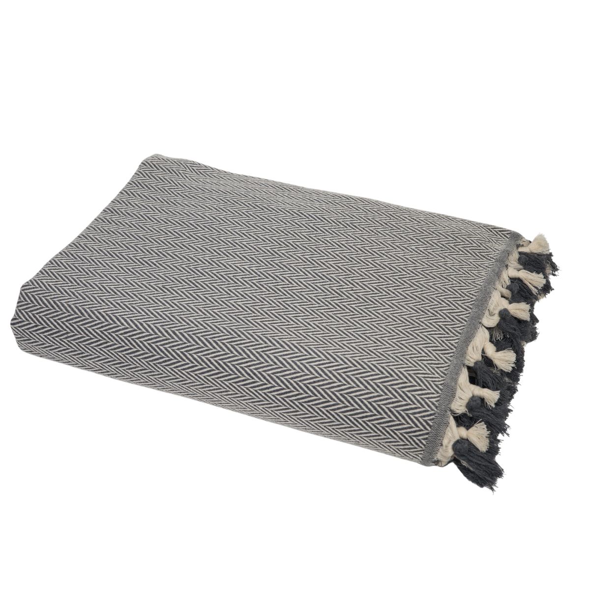 Plaid coton gris moyen MEGEVE 160x250