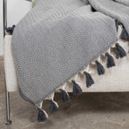 Plaid coton gris moyen MEGEVE 160x250