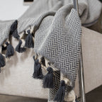 Plaid coton gris moyen MEGEVE 160x250