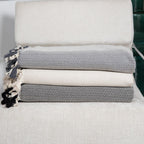 Plaid coton gris moyen MEGEVE 160x250