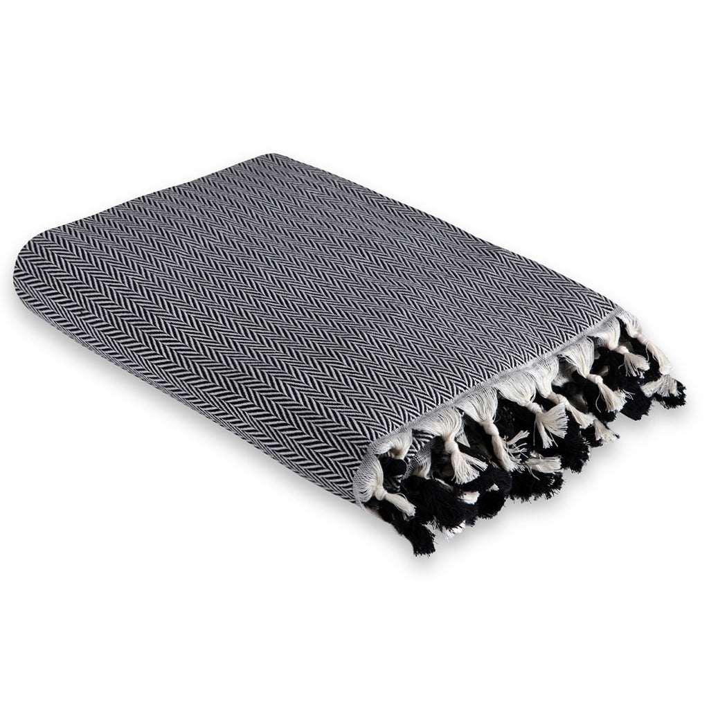Plaid coton noir MEGEVE 130x170